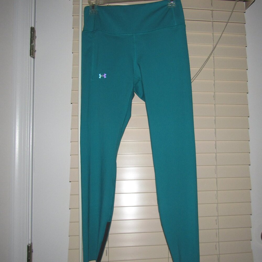 Under Armour UA Rush Teal High-Rise Performance Leggings Athleisure Chic Size M - Picture 3 of 7